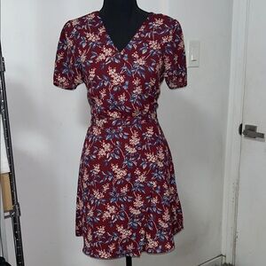 Madewell Burgundy Floral Mini Dress